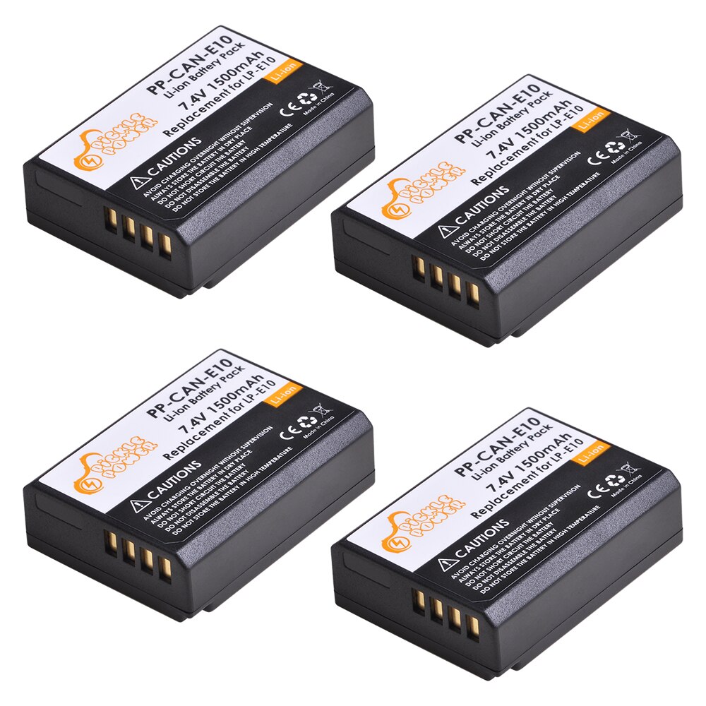 LP-E10 LP E10 LPE10 Kits de chargeur de batterie pour Canon EOS 1100D 1200D 1300D Kiss X50 X70 X80 rebelle T3 Batteries avec Port de Type C.: 4 Batteries