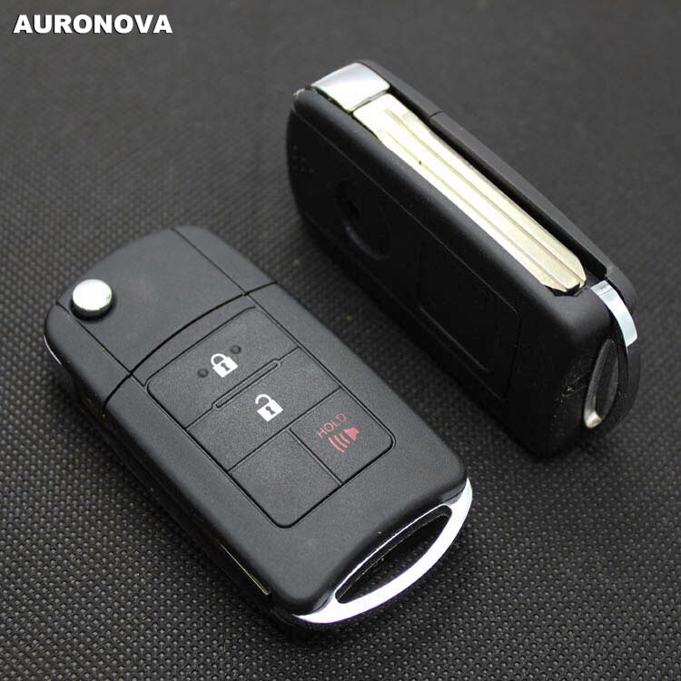 Auronova uppgradering fällbart nyckelskal för toyota camry reiz corolla 2+1 knappar modifierat fjärrstyrt bilnyckelfodral