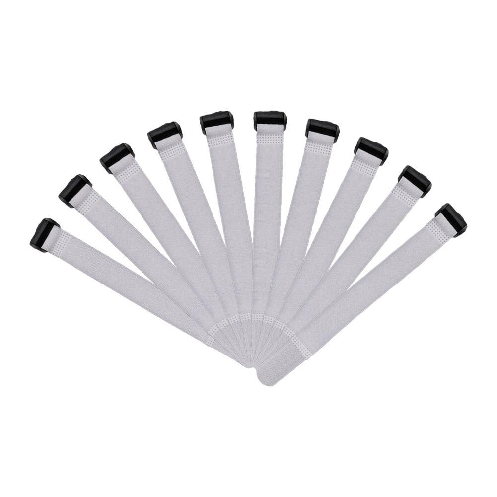 10 pièces réutilisable canne à pêche cravate sangle de maintien bretelles attache crochet boucle câble cordon cravates ceinture accessoires de pêche: White