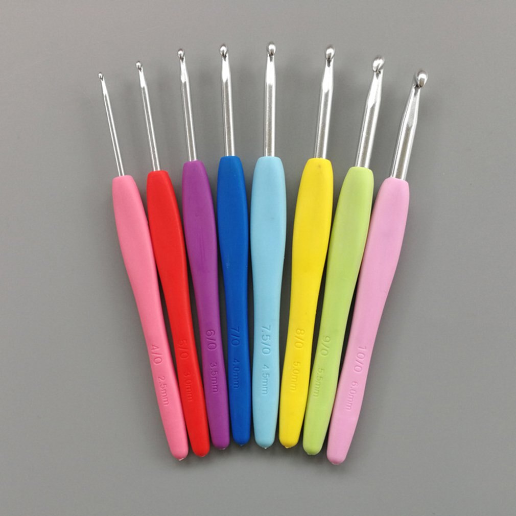 Multicolor Handle Aluminum Crochet Hooks Knitting Needle Set Yarn Sweater CraFT Tools Handle Crochet Hook: Default Title