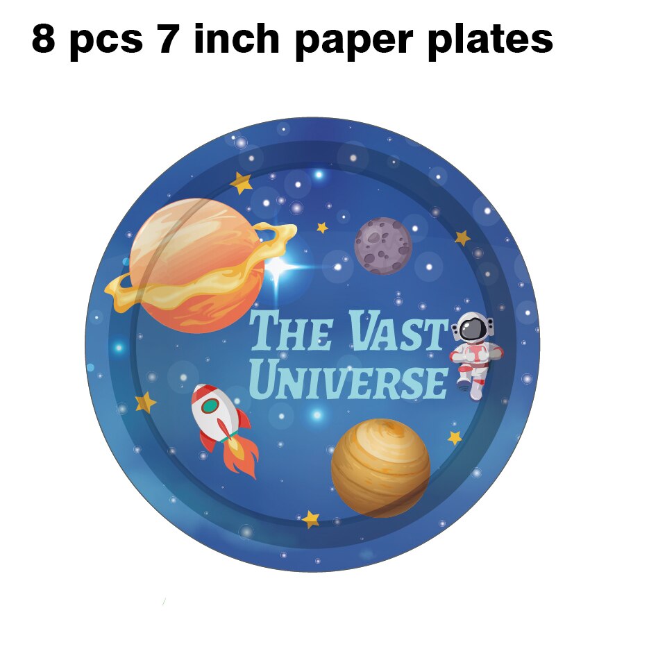Universe Outer Space Astronaut Rocket Galaxy Theme Paper Photobooth Props Boy Planet Baby Shower Birthday Party Decorations: MM102-7inch-8pcs