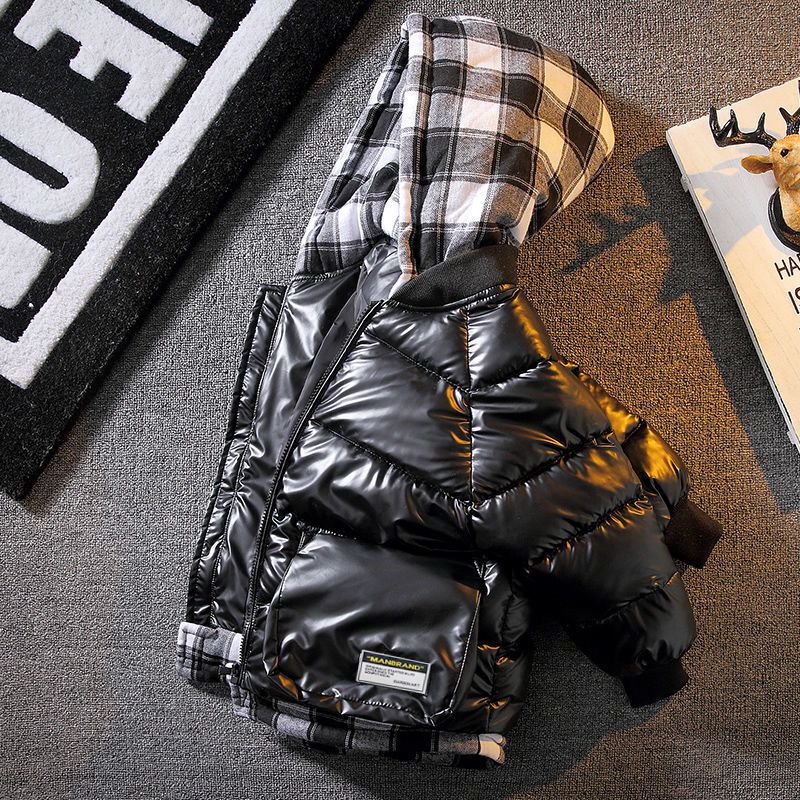 Jungen-daunenjacke für herbst und Winter, kariert, wasserdicht, winddicht, mit kapuze, kinderkleidung 6 8 10 12 jahre