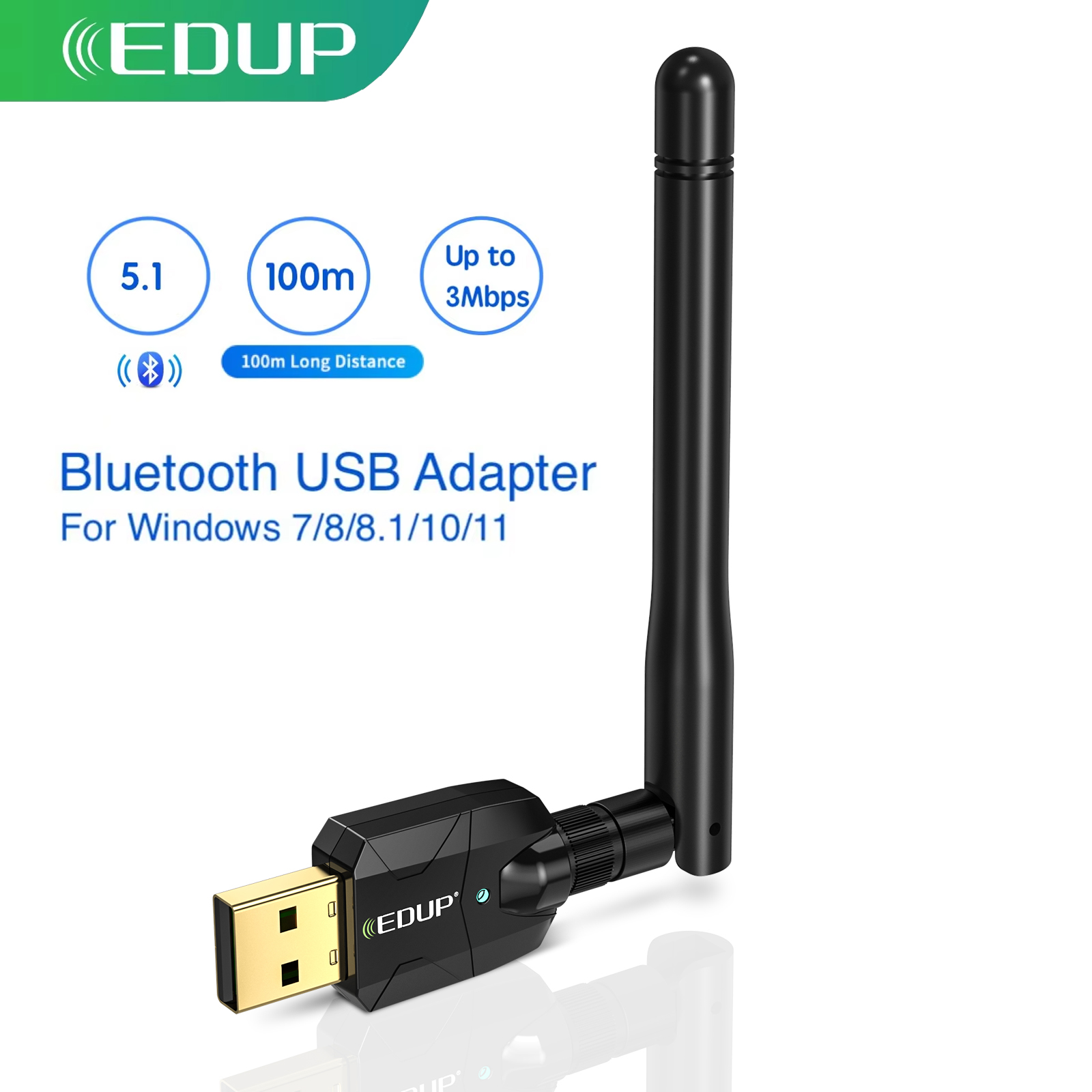 EDUP B3536 100M Bluetooth Adapter USB Bluetooth 5.1 Wireless Receiver Transfer For PC and Desktop Audio Wireless Mouse Adapter