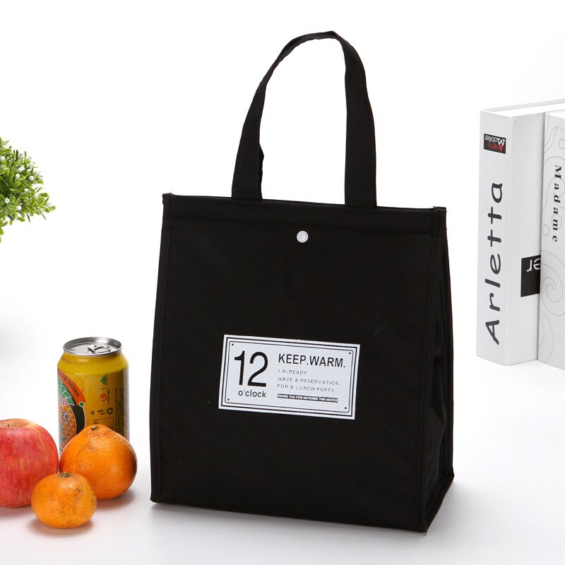 Saco de comida de almoço pacote de mão portátil moda à prova doxford água oxford pano de grande capacidade das mulheres dos miúdos dos homens trabalhar cooler tote bolsas: Black