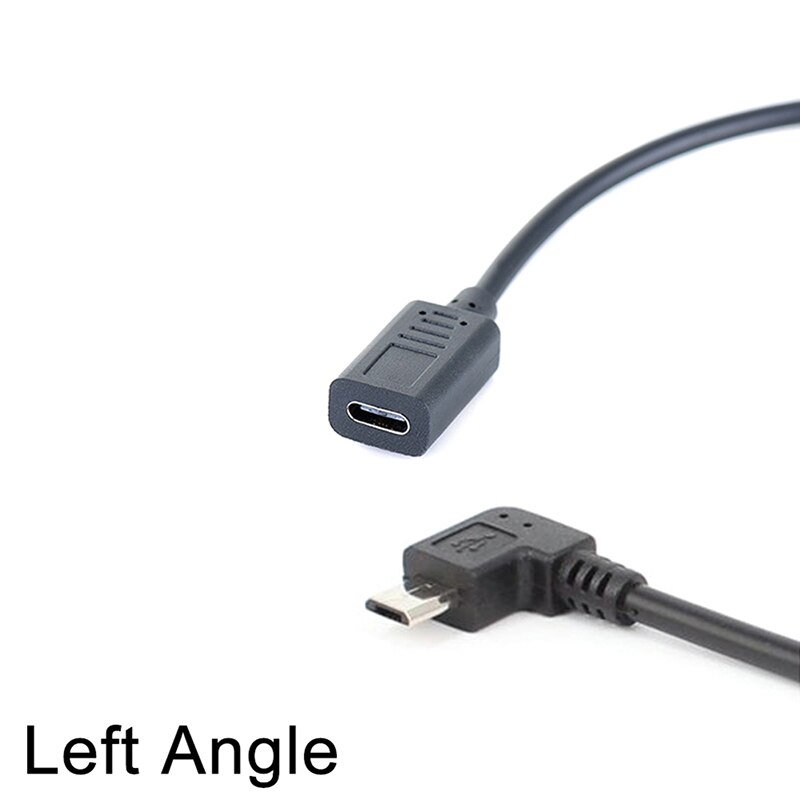 USB Type-c Female to Micro USB Male OTG Connector Cable Adapter: Left Angel