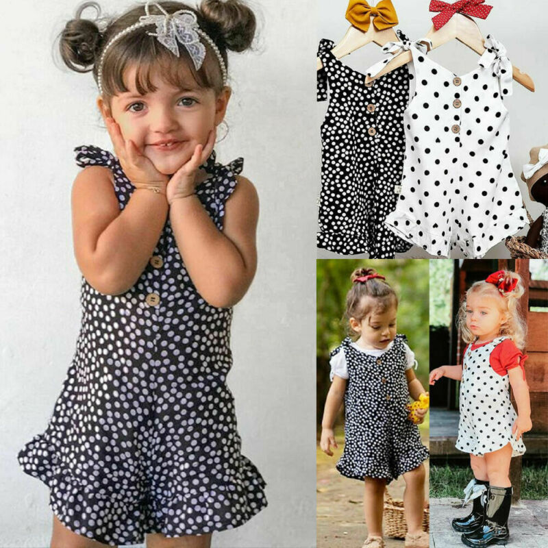 Pudcoco peuterkleding voor meisjes, romper met bandjes en stippen, zomeroutfit voor kinderen, overalls