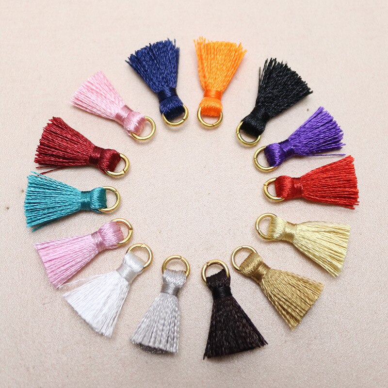 Colgante de borlas de hilo de algodón de 2cm, accesorio de joyería, con adornos de flecos pequeños, para manualidades, DIY, 20 piezas: Mixed Color