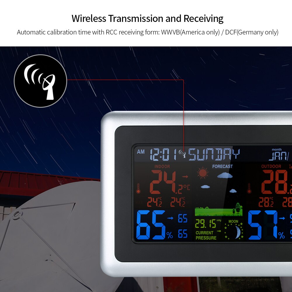 Draadloze Weerstation Weersverwachting Indoor Outdoor Thermometer Hygrometer Barometer Wekker vochtmeter