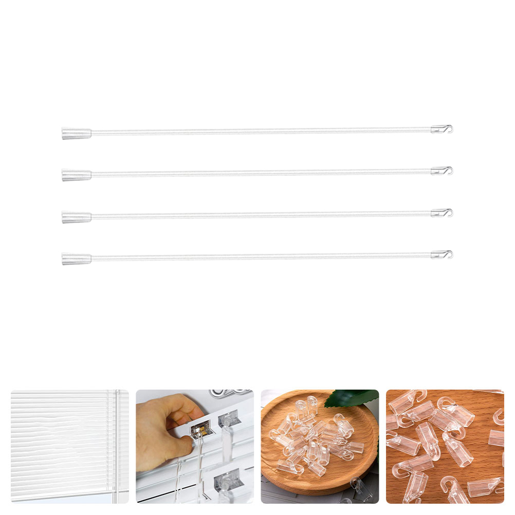 4pcs Wand Blind Replacement Blinds Vertical Parts Venetian Window Rods Rod Control Hook Clear With Mini Wands Household Stick 17