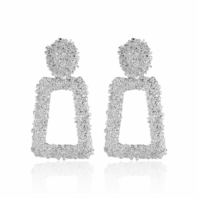 BICUX Vintage Earrings For Women Gold Round C Geometric Statement Earring Metal Earring Hanging Jewelry: Silver 3