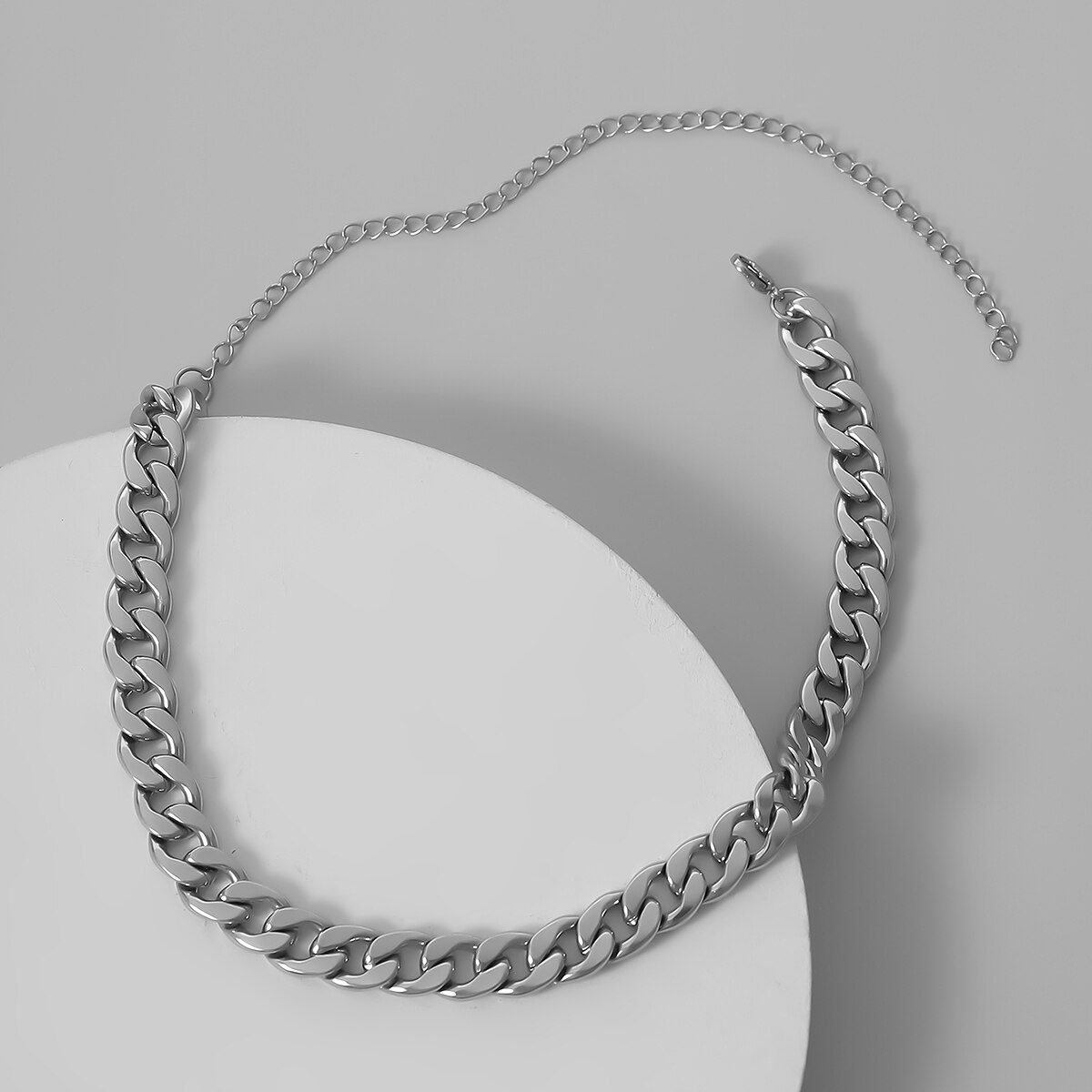 Lacteo miami cubana aço inoxidável gargantilha colar rua punk cor prata densa corrente colar moda para mulher e homem