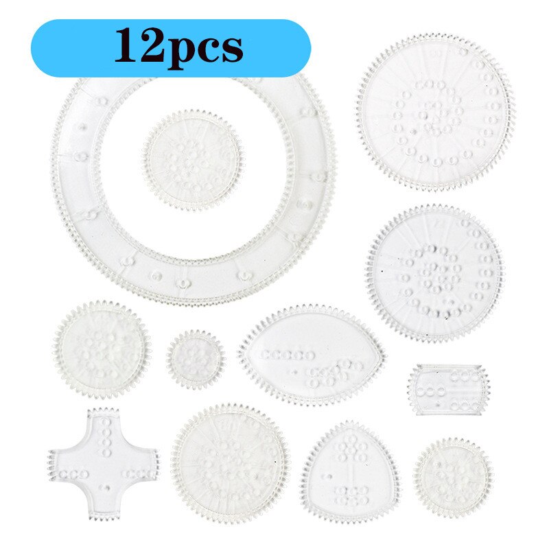 Spirograph Drawing Toys Set Interlocking Gears Wheels Painting Drawing Accessories Educational Toy Spirographs: 12pcs
