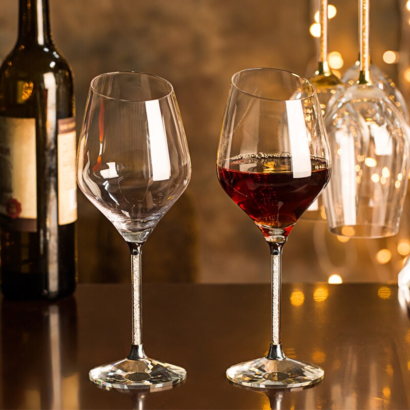 Bevel kristallen wijnglas Kristal rode wijn glazen Wijn bekers Versierd wijnglazen Glaswerk Bruiloft decoraties