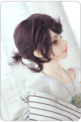 BJD – belles tresses de cheveux bouclés pour hommes, imitation délicate mohair, taille 1/31/41/61/8: Purple and black / 1-3 size8-9in