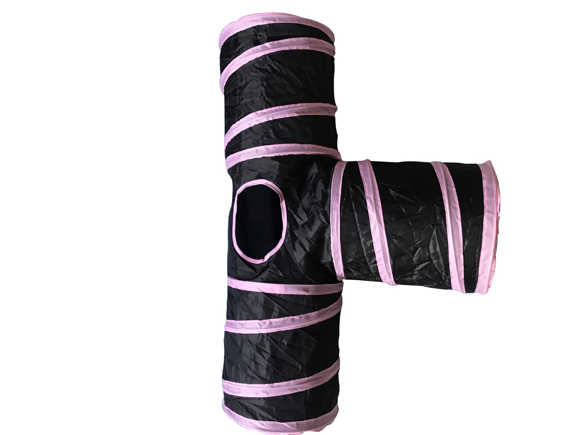 3/4 Holes Foldable Pet Cats Tunnel Indoor Outdoor Pet Cat Training Toy Puppy Dog Cat Fun Toys for Puzzle Exercising Tunnel Tube: Pink black T-type