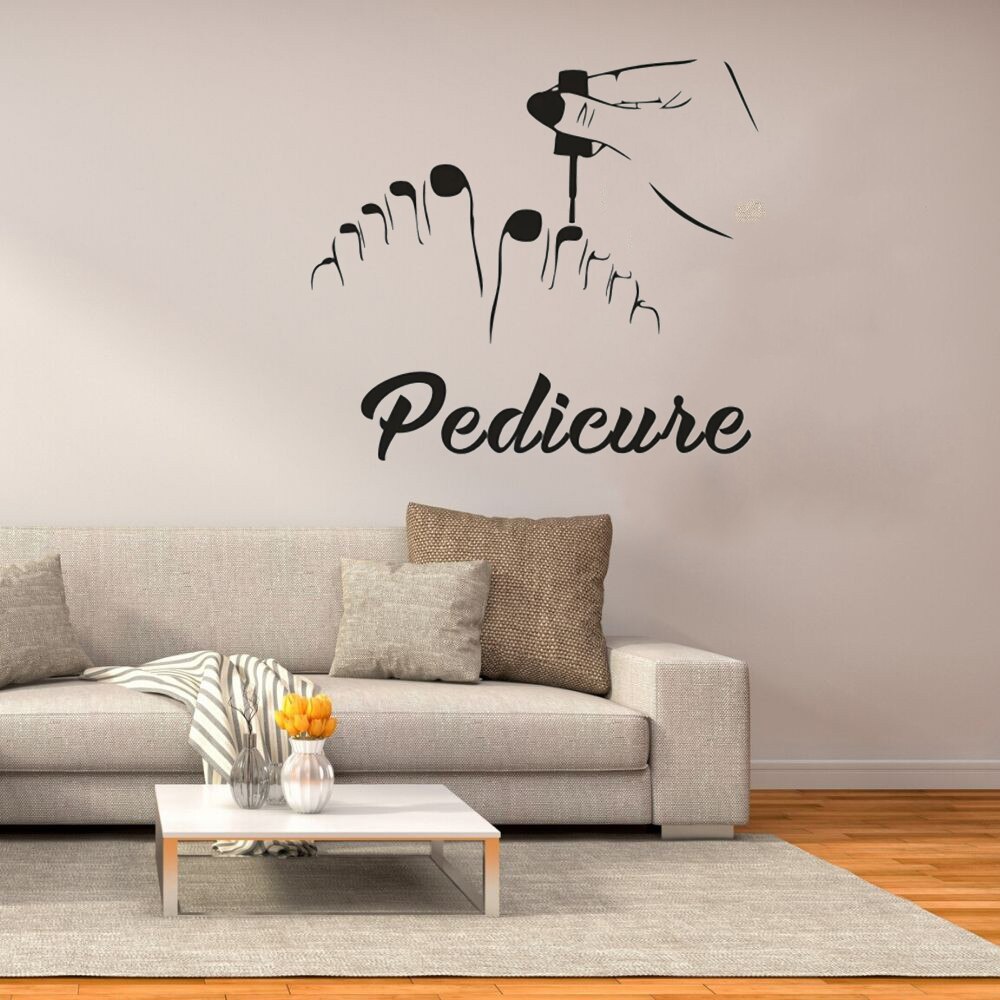 Pedicure Nail Art Muur Sticker Manicure Nail Salon Vinyl Decals Pedicure Nagels Make Up Muur Venster Poster Inrichting: 57x51cm / Black