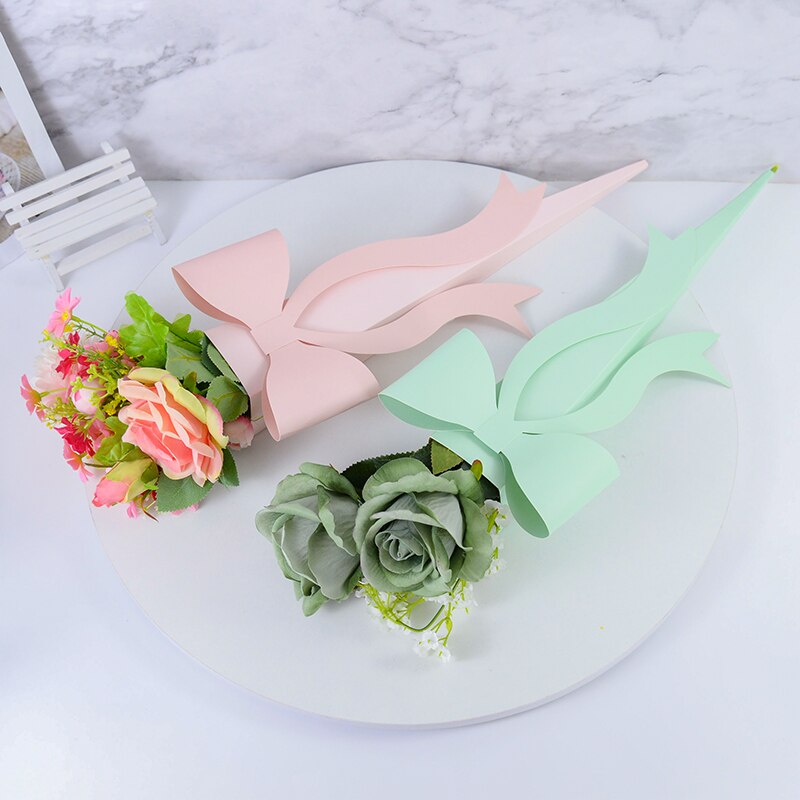 Caja de embalaje de flores con lazo, bolsa de papel portátil para ramo individual, decoración para de cumpleaños y Día de San Valentín, 1/4 piezas