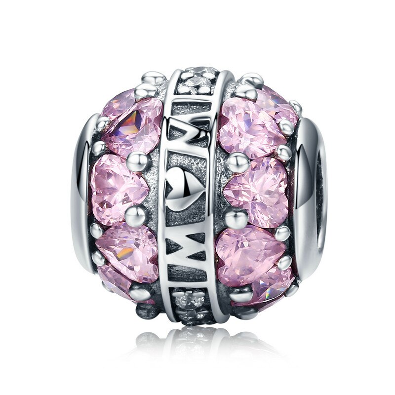 Bisaer 925 breloques en argent sterling en forme de cœur, flocon de neige, feuilles d'érable, perles en cristal cz, adaptées aux bracelets à breloques, bijoux en or à faire soi-même, maman: Etc. 580