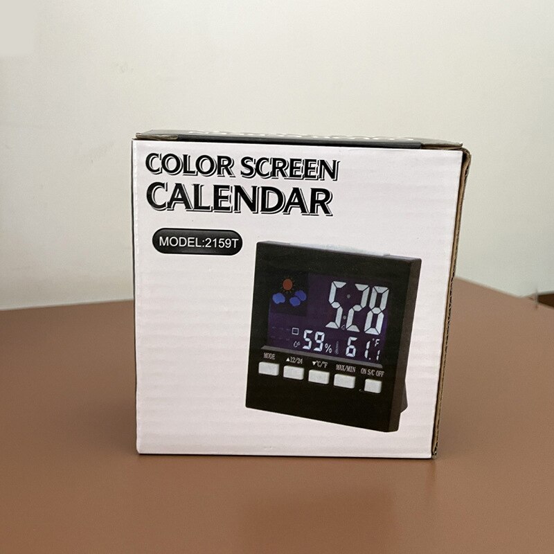 LED Weather Clock Coice-activated Alarm Clock Thermometer Household Color Screen Perpetual Calendar Electronic Alarm Clock