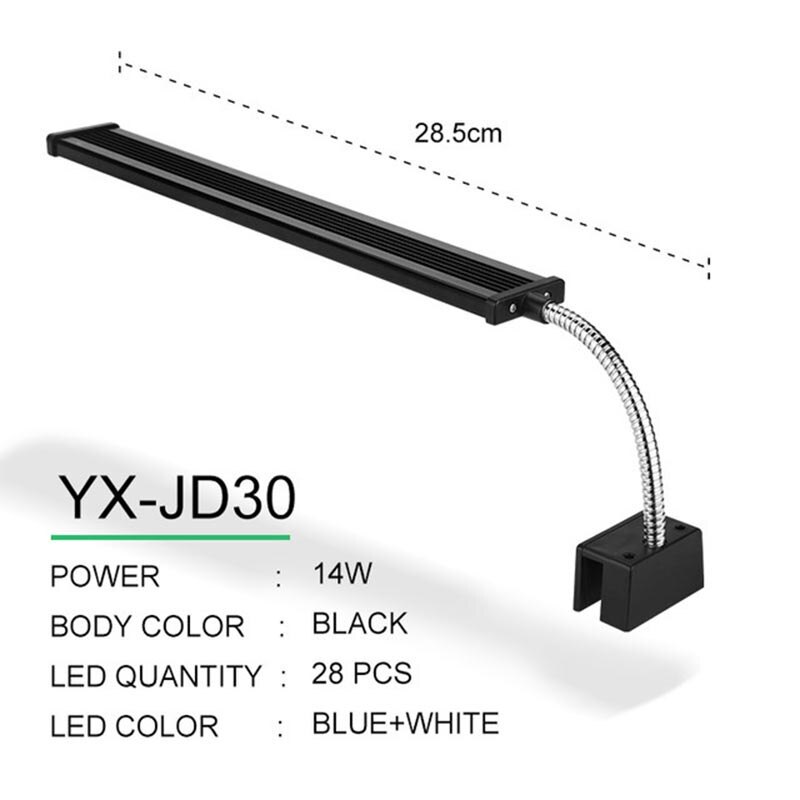 Aquarium Light Highlight Aquarium LED Light Aluminum Alloy Blue And White Clip Light Ornamental Aquatic Landscaping Special Lamp: Black-4