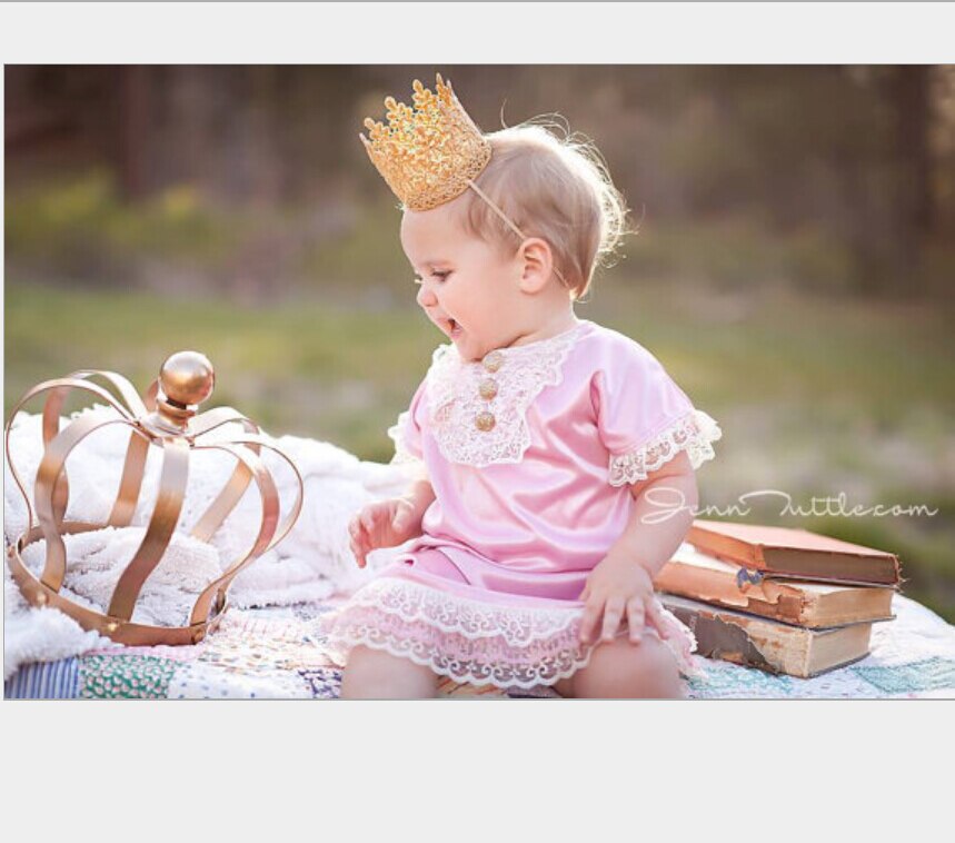 Baby Meisje Eerste Verjaardag Decor Bloem Party Cap Kroon Hoofdband Priness Stijl Verjaardag Hoed Baby Haar Accessoire