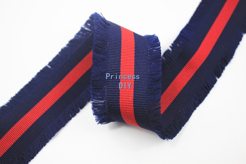 5m/L 45mm Grosgrain Polyester Webbing Striped Red Navy Blue Ribbon Bag Decorated Tape Trim DIY Hairbow Brooch Garment Accessory