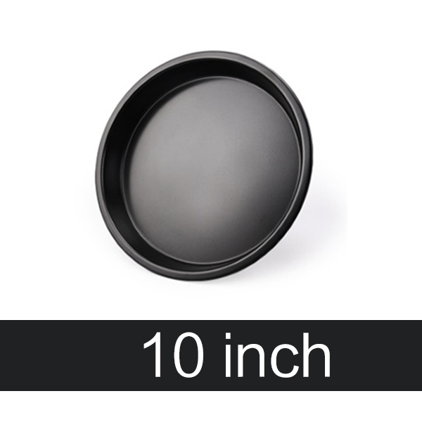 1Pcs Dikke 6/7/8/9/12/13-Inch Carbon Staal Non-stick Pizza schotel Ronde Pizza Plaat Diy Thuis Bakken Lade Bakvorm Oven: 10 inch