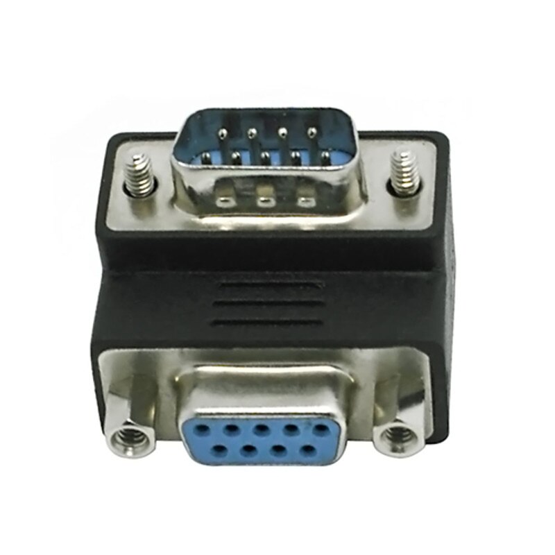 10pcs/lot CY RS232 D-Sub 9 Pin Male Up Angled 270 degree screw type To Female Nut type extension Adapter