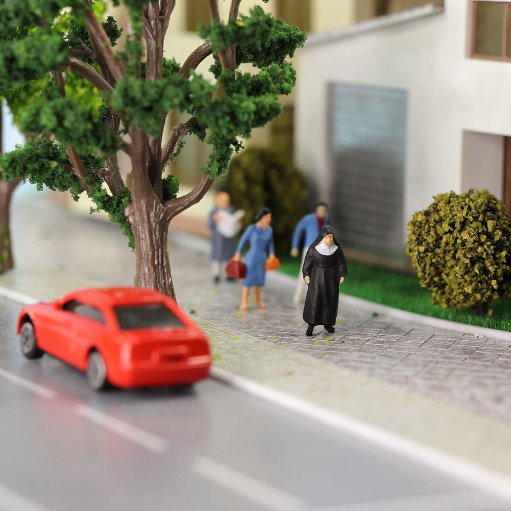 Figuras de personas de pie sentado, escala HO, escala 1:87, modelo de pasajeros, Kit de construcción, P8721, 30 Uds./60 uds.