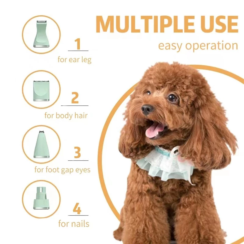 4 in 1 elektrischer Haarschneider für Haustiere, Haarschneider für Hunde und Katzen, wiederaufladbarer USB-Haustierrasierer-Haarschneider