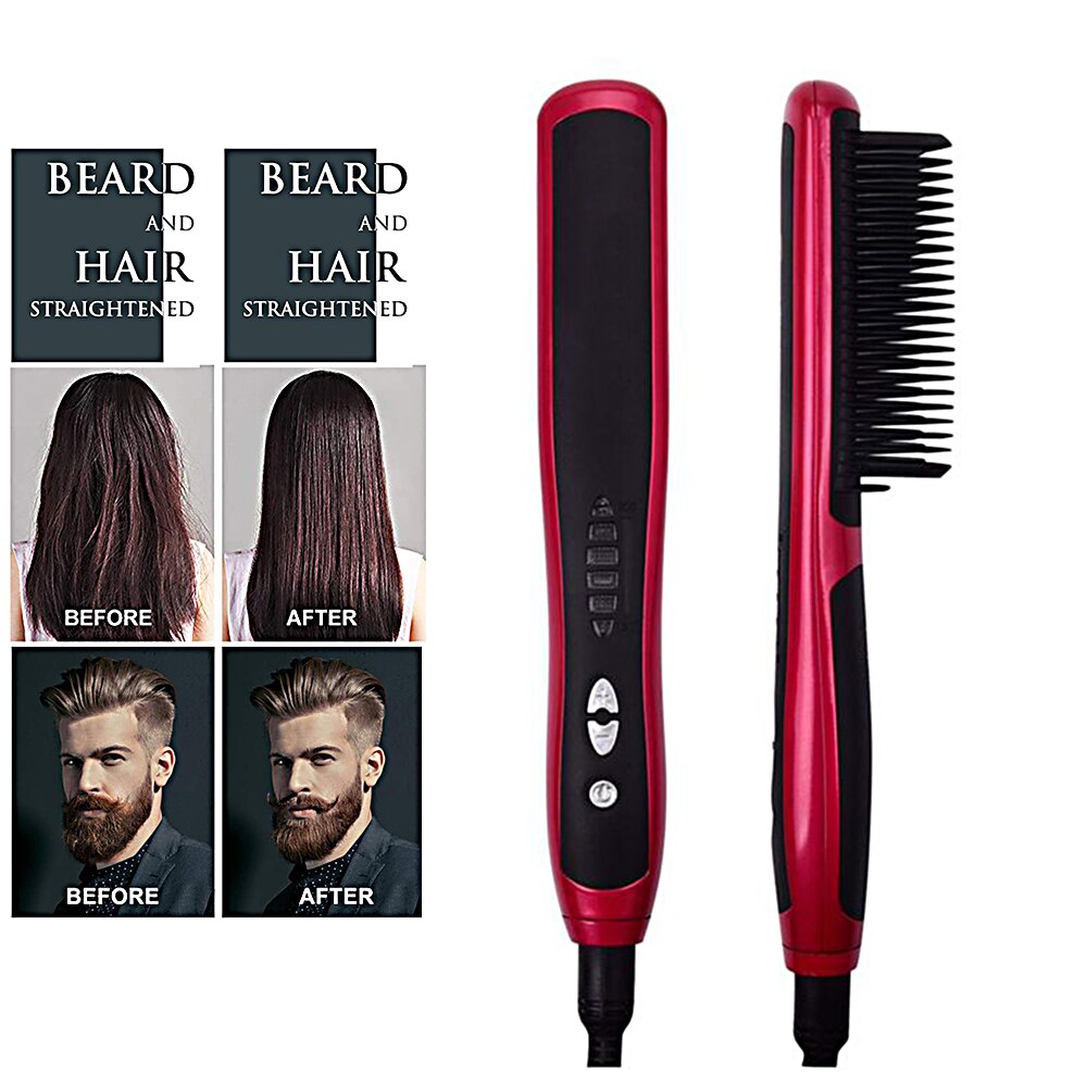 Peigne à lisser la barbe, peigne à lisser les cheveux, peigne à coiffer pour homme, lisseur à barbe, bigoudis, lisseur