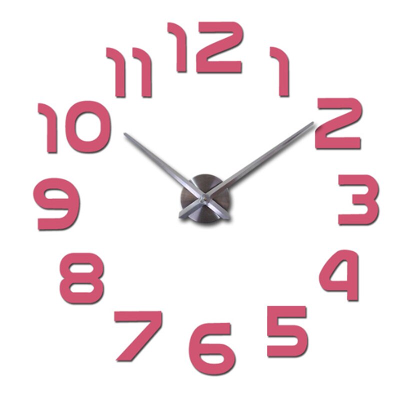 Luminous Large DIY Wall Clock In Wall 3D Acrylic Diy modern number Home Office Decor Luminou Watck Sticker Quartz Large: Pink / 47inch