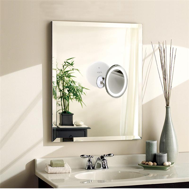 Adjustable 7x Magnification Lighted LED Makeup Mirror Travel Mirror (White)