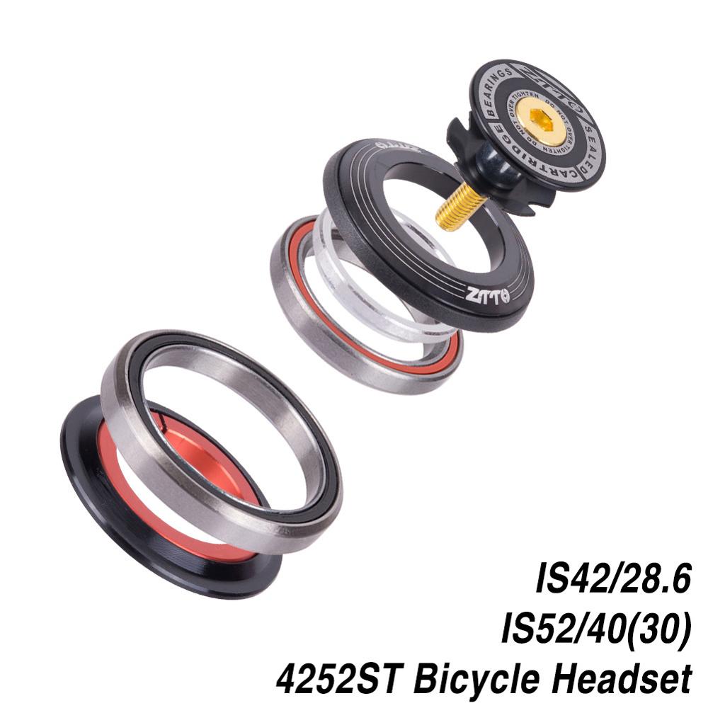 Bicycle Headset 42mm 52mm CNC 1 1/8"-1 1/2" MTB Bearing Straight And Tapered Tube Fork IS42 IS52 Steer Column Integrated System: black