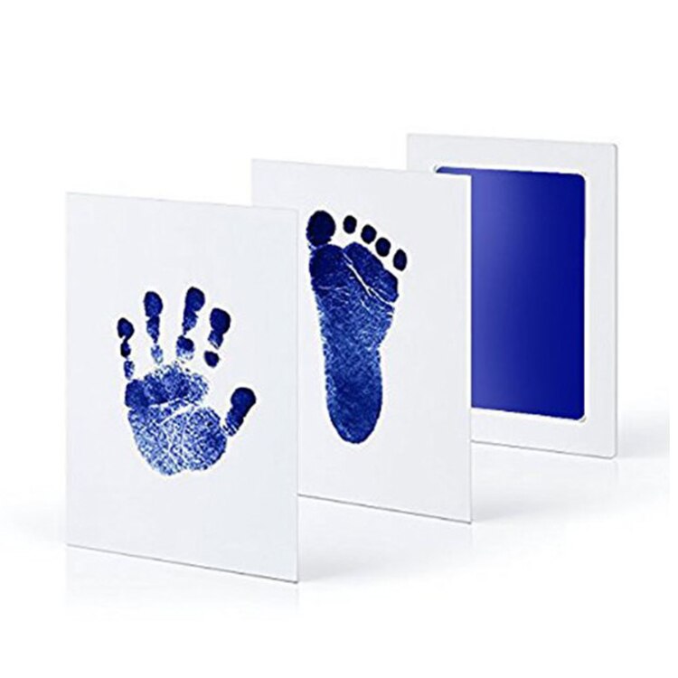 Baby Care Niet Giftig Baby Handafdruk Footprint Opdruk Kit Baby Souvenirs Casting Pasgeboren Voetafdruk Stempelkussen Baby Klei Speelgoed: Blue