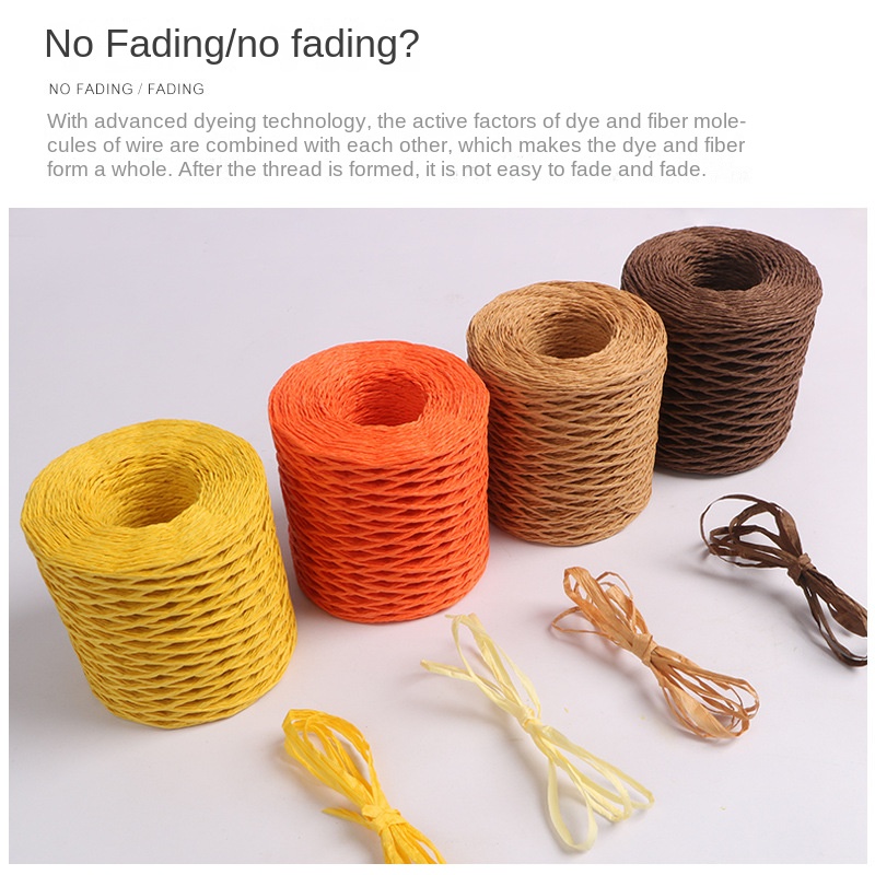 Natural Cotton Raffia Yarn 1mm 150m DIY Rope for Summer Sun Straw Hat Beach Bag Knitting Handbag Wrapping Craft