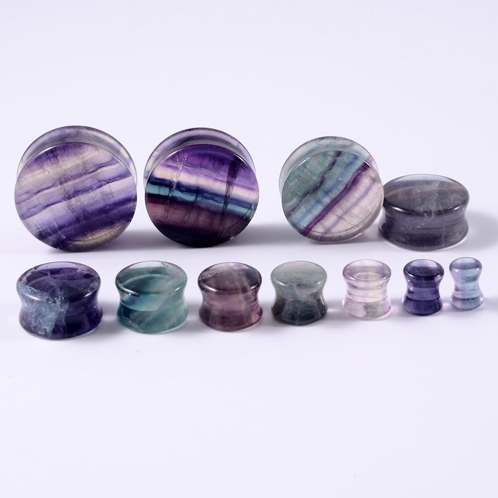 Chuanci 1 Paar Aurora Fluoriet Zadel Stone Ear Plug Expander Oor Gewichten Body Piercing Sieraden