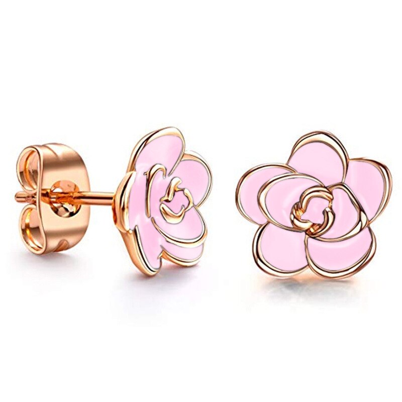 Pendientes de plata de ley 925 para mujer, chaquetas bonitas, flor rosa, pendientes de Gril, joyería Multicolor, accesorios, de