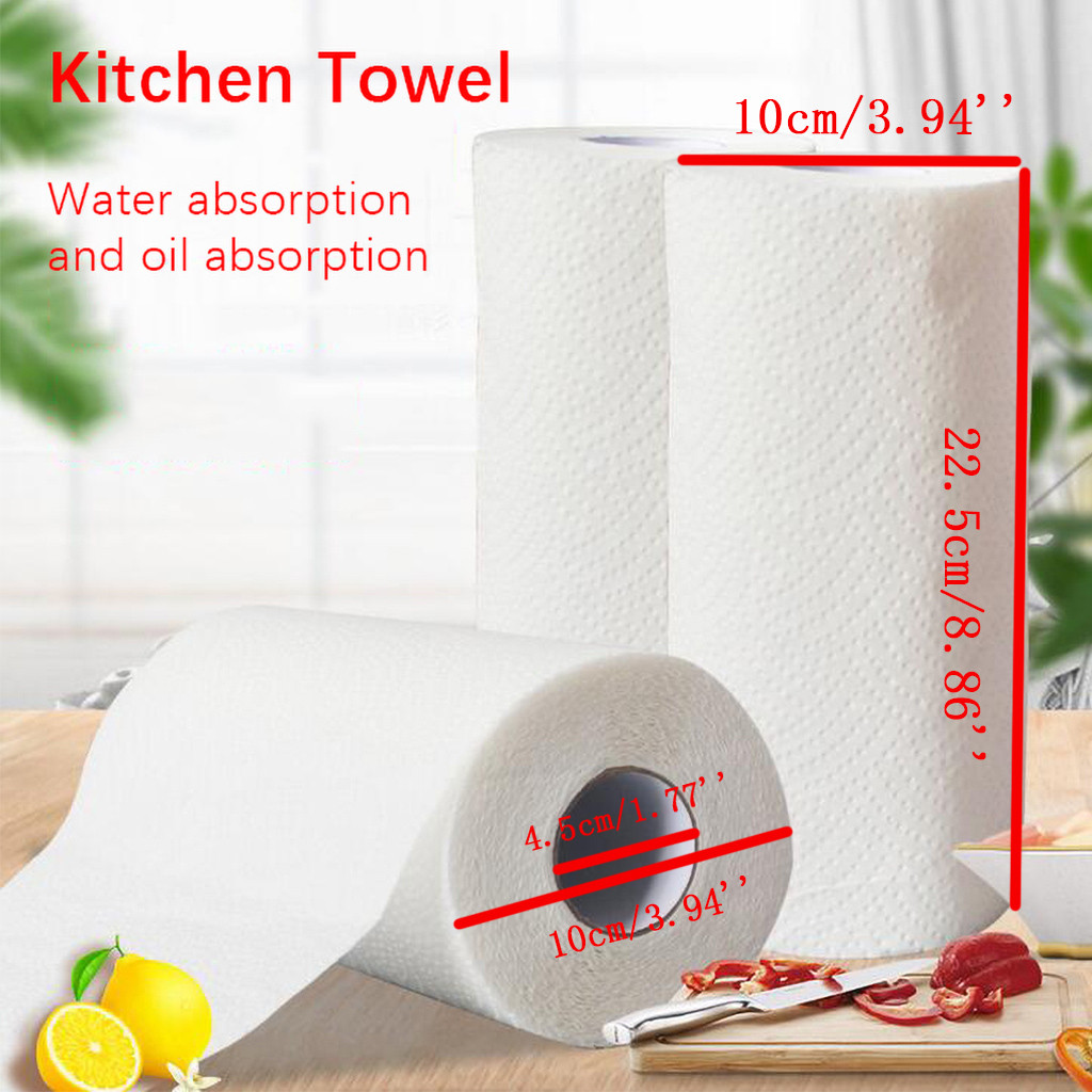 2 Rolls Kitchen Paper Towel Biodegradable Washable Cleaning Wipes Kitchen Padded Lazy Cleaning Rag Waterproof Towel Kitchen