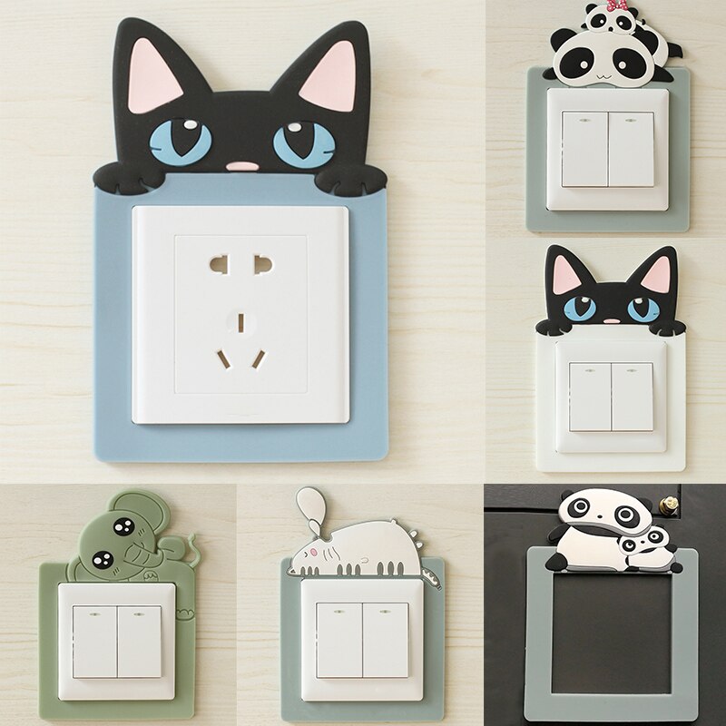 1Pcs 3D for Switch Outlet Kid Room Decor for Household On-off Protective Cover Luminous Silicone Wall Sticker Cartoon
