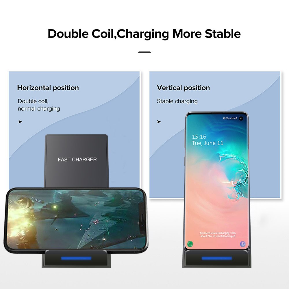 Fdgao Draadloze Oplader Stand 15W Qi Snel Opladen Station Type C Usb Kabel Voor Iphone 12 11 Pro Xs xr X 8 Samsung S21 S20 S10