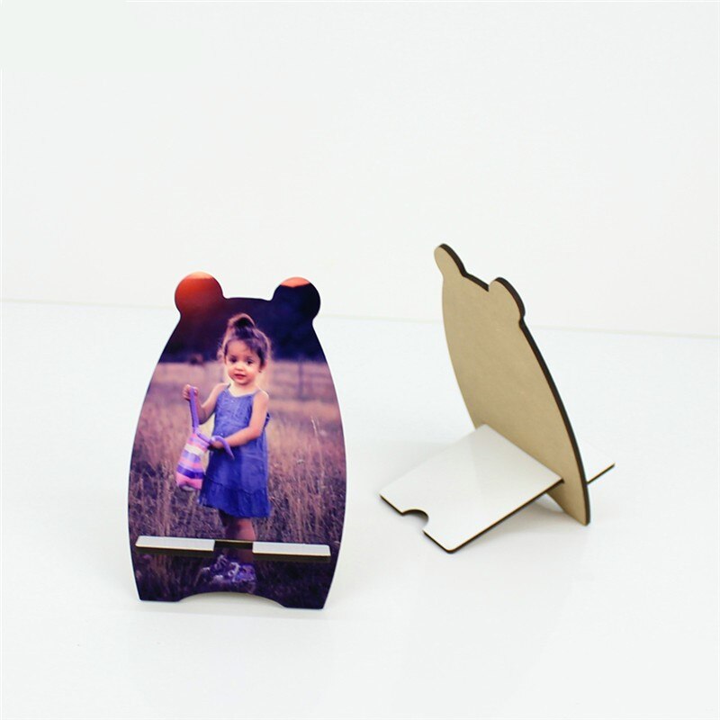 12 stuks/partij blanco sublimatie mdf houten diy telefoonstandaardhouder schattige rechthoekige bureaustandaard sublimatie inkt transferdruk: 005