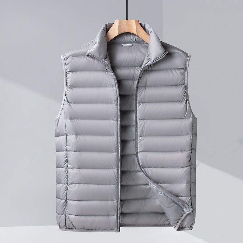 Jas Ultralicht mouwloos puffervestjack Ultradun warm lichtgewicht donsjack Vest Winter herenvestjassen: XL / Beige
