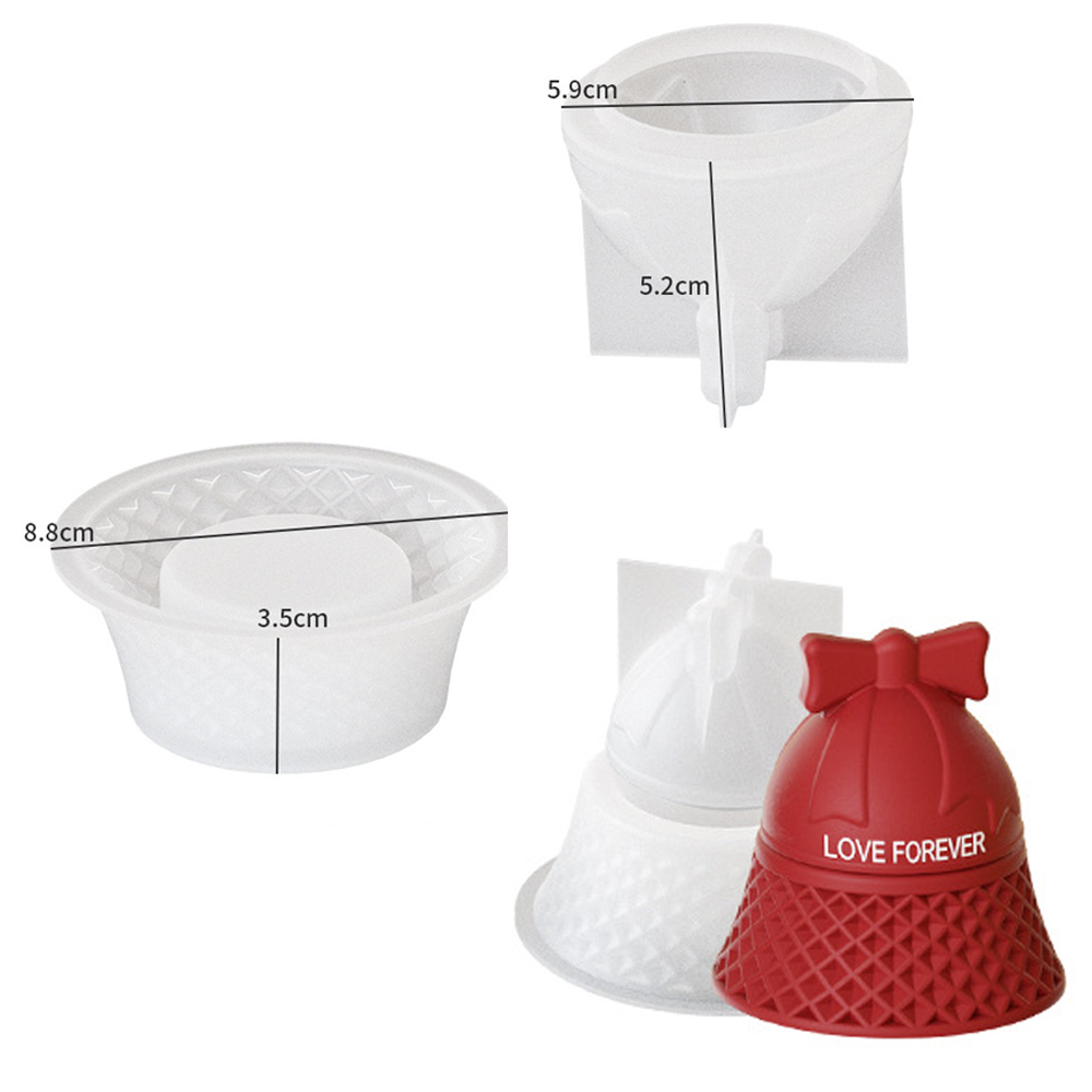 Stampo in silicone per bottiglia di immagazzinaggio di natale con coperchio scatola portacandele campana stampo in resina stampi in gesso fatti a mano fai da te decorazioni natalizie: BIANCO