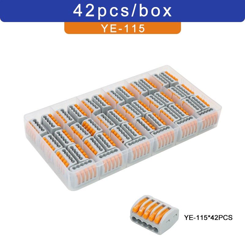 Electrical wiring terminals set cage spring universal fast terminal household connectors for connection push-in terminal block: YE-115 42P