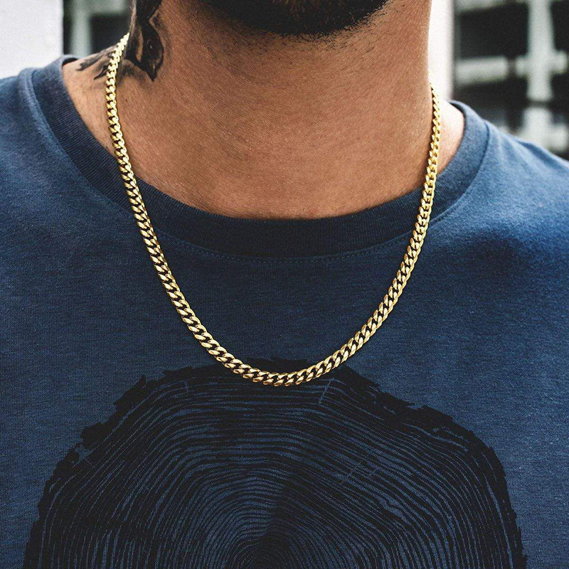 Collar de cadenas de acero inoxidable para hombre, Gargantilla básica de rapero en el cuello, joyería de , Hip Hop, ancho, 3/5/7/9MM, Eslabón cubano
