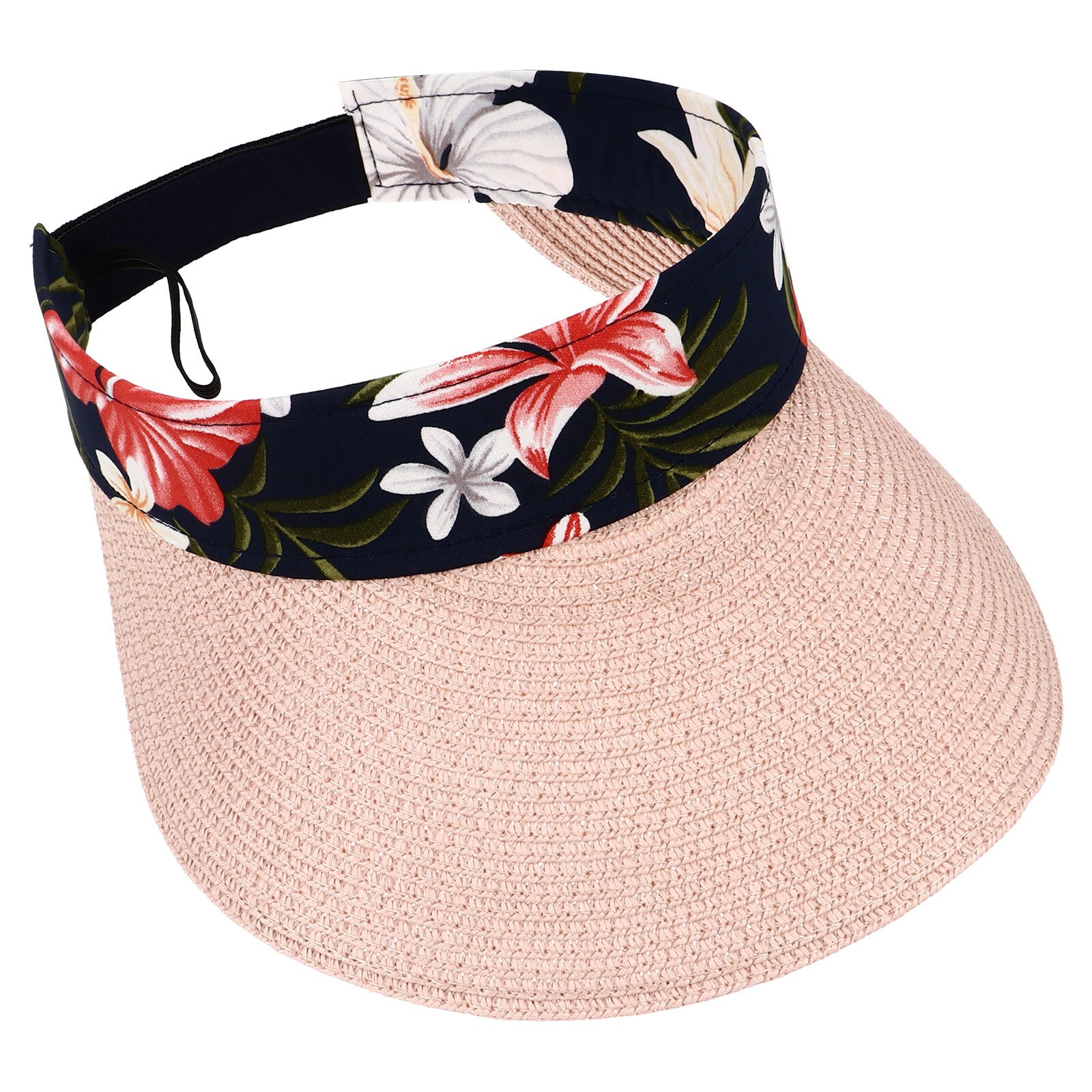 Braid Sun Visor Hat Outdoor Visor Cap Wide Brim Summer UV Protection Beach Cap: Pink