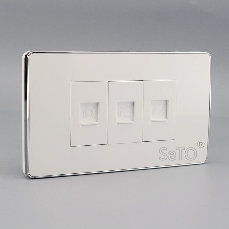 SeTo 120 Type 2 Poorten Cat6 Netwerk + RJ11 Cat3 Telefoon Panel Wandplaat Socket Keystone Faceplate