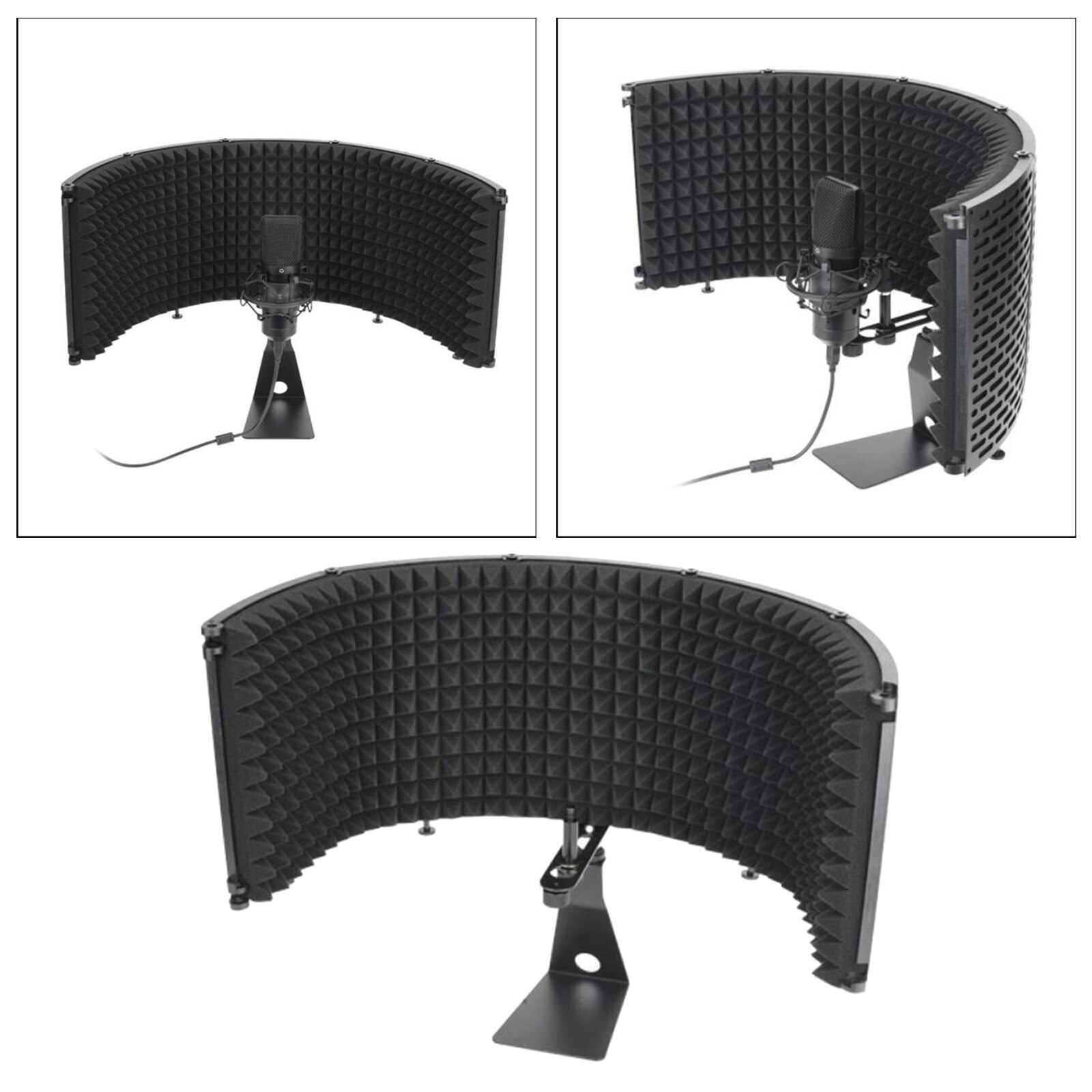 Foldable 5 Panels Microphone Isolation Shield Sound-proof Panel with Stand Electric Instrument Parts & Accessories