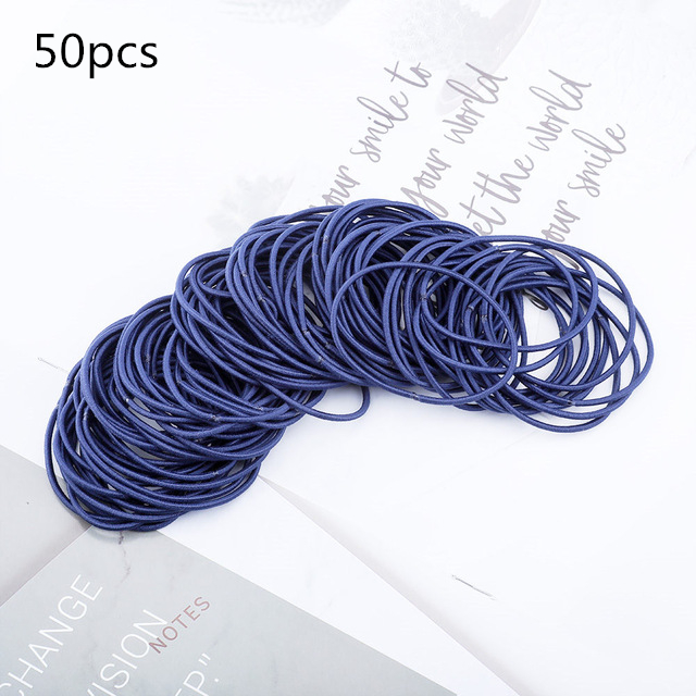 100pcs/bag 4.5cm High Elastic Rubber Bands Basic Hair Bands Scrunchies Hair Ties Gum Women Girls Braided Ponytail Holder Rings: blue (no bag)